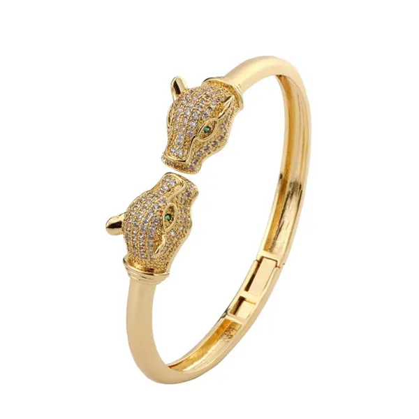 Wild Leopard Open Cuff Bracelet – Trendy Statement Piece for Bold Individuals