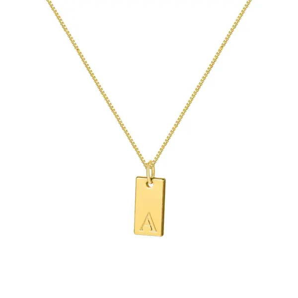 Alphabet Box Chain Necklace with Square Letter Pendant - Trendy Choker Design