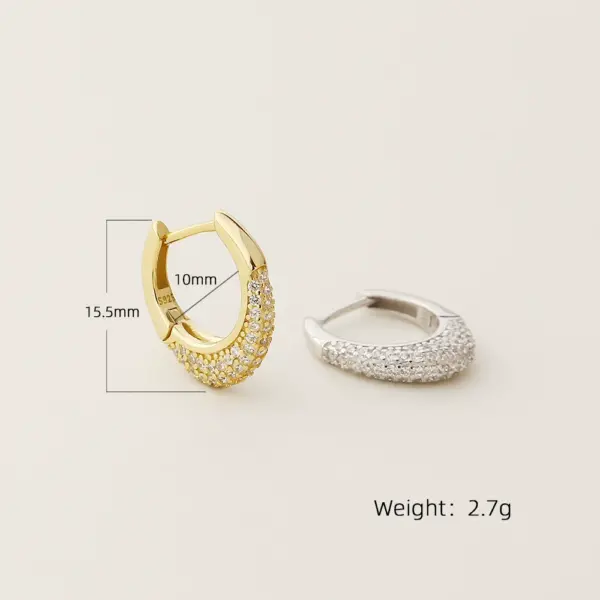 Elegant Sterling Silver 925 Ear Cuffs with Full Zirconia Stones - Image 2