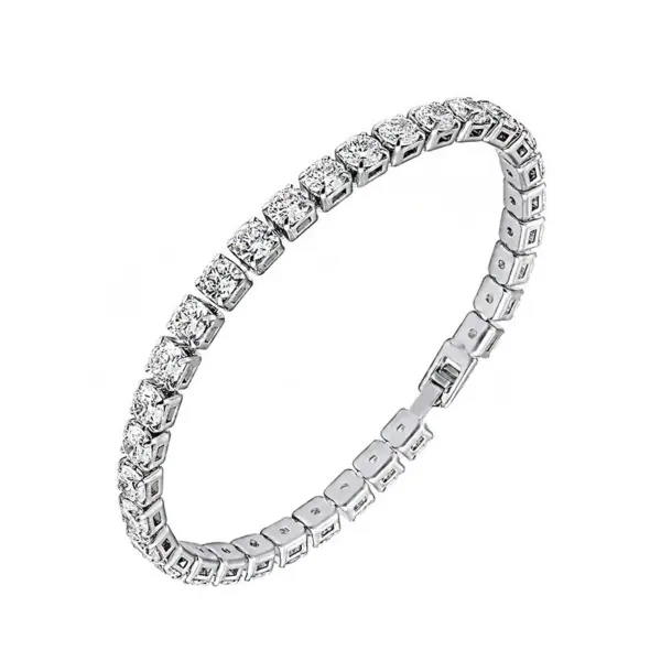 4mm Rhinestone Claw Chain Titanium Steel Bracelet - Sparkling Prong-Set Cubic Zirconia Jewelry for Women