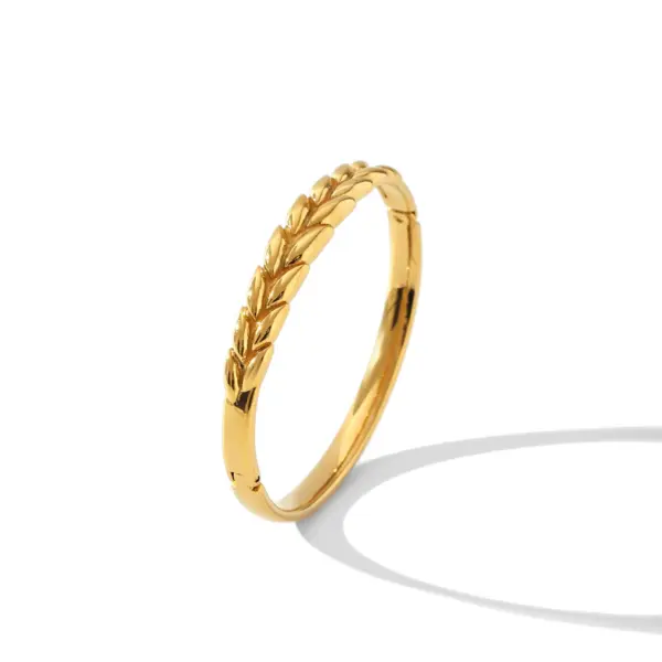 Stainless Steel Wheat Ear Bangle Bracelet