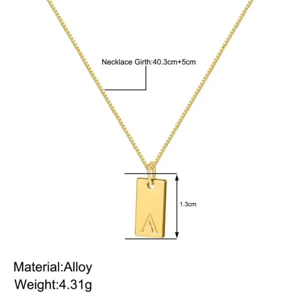 Alphabet Box Chain Necklace with Square Letter Pendant - Trendy Choker Design - Image 5