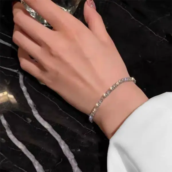 4mm Rhinestone Claw Chain Titanium Steel Bracelet - Sparkling Prong-Set Cubic Zirconia Jewelry for Women - Image 6